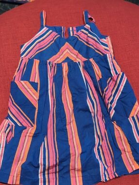 Old Navy Blue Pink Orange Striped Girls Sundress, Girls 4T